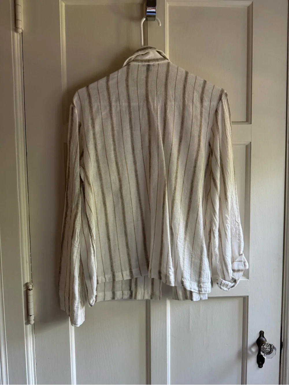 J. Crew Cream and Tan Striped Button-Down Shirt